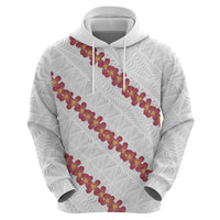 White Sunday Tonga Fakame Zip Hoodie Tongan Ngatu Heilala Lei - Polynesian Pride