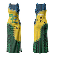 Personalised Malampa Province Vanuatu Family Matching Tank Maxi Dress and Hawaiian Shirt Map With Polynesian Pattern LT14 Mom's Dress Multicolor - Polynesian Pride
