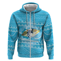 Aloha Hawaii Humuhumu Reef Triggerfish Hoodie Hawaiian Leis Kakau Pattern LT14 Zip Hoodie Blue - Polynesian Pride