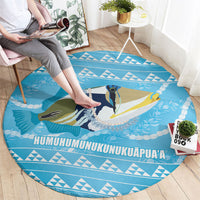 Aloha Hawaii Humuhumu Reef Triggerfish Round Carpet Hawaiian Leis Kakau Pattern LT14 - Polynesian Pride