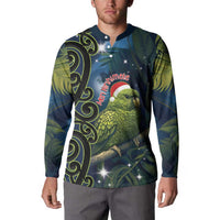 New Zealand Christmas Button Sweatshirt Cute Kakapo Meri Kirihimete Maori Koru LT14 - Polynesian Pride