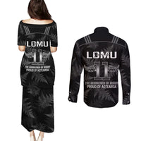New Zealand Silver Fern Rugby Couples Matching Puletasi Dress and Long Sleeve Button Shirt Aotearoa Godfather Proud Gone But Never Forgotten LT14 - Polynesian Pride