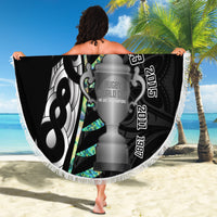 Personalised New Zealand Silver Fern Rugby Beach Blanket Paua Shell With Champions Trophy History NZ Forever LT14 - Wonder Print Shop