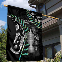 Personalised New Zealand Silver Fern Rugby Garden Flag Paua Shell With Champions Trophy History NZ Forever LT14 - Polynesian Pride