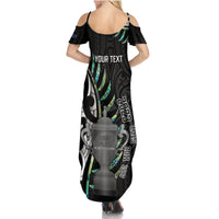 Personalised New Zealand Silver Fern Rugby Summer Maxi Dress Paua Shell With Champions Trophy History NZ Forever LT14 - Polynesian Pride