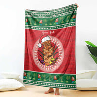 Personalized Hawaii Christmas Blanket Tiki Santa Mele Kalikimaka LT14 - Polynesian Pride