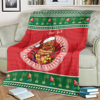 Personalized Hawaii Christmas Blanket Tiki Santa Mele Kalikimaka LT14 - Polynesian Pride