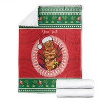 Personalized Hawaii Christmas Blanket Tiki Santa Mele Kalikimaka LT14 - Polynesian Pride