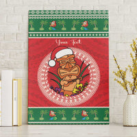 Personalized Hawaii Christmas Canvas Wall Art Tiki Santa Mele Kalikimaka LT14 Without Frame Red - Polynesian Pride