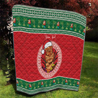 Personalized Hawaii Christmas Quilt Tiki Santa Mele Kalikimaka