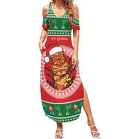Personalized Hawaii Christmas Summer Maxi Dress Tiki Santa Mele Kalikimaka LT14 Women Red - Polynesian Pride