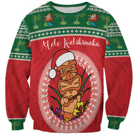 Personalized Hawaii Christmas Sweatshirt Tiki Santa Mele Kalikimaka LT14 Unisex Red - Polynesian Pride