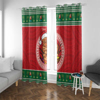 Personalized Hawaii Christmas Window Curtain Tiki Santa Mele Kalikimaka LT14 With Grommets Red - Polynesian Pride