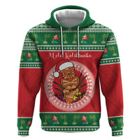 Personalized Hawaii Christmas Zip Hoodie Tiki Santa Mele Kalikimaka
