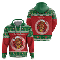 Personalized Hawaii Christmas Zip Hoodie Tiki Santa Mele Kalikimaka