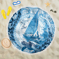 New Zealand Sailing Beach Blanket Aotearoa Yacht Racing - Born To Sail LT14 One Size 150cm Blue - Polynesian Pride