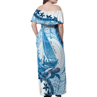 New Zealand Saling Family Matching Off Shoulder Maxi Dress and Hawaiian Shirt Aotearoa Yacht Racing - Born To Sail