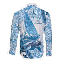 New Zealand Sailing Long Sleeve Button Shirt Aotearoa Yacht Racing - Born To Sail LT14 - Polynesian Pride