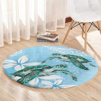 Polynesia Valentine's Day Round Carpet SeaTurtle Couple Polynesian - Fairy Sparkles Color