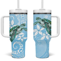 Personalised Polynesia Valentine's Day Tumbler With Handle SeaTurtle Couple Polynesian - Fairy Sparkles Color LT14 One Size: 40 oz Blue - Polynesian Pride