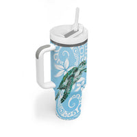 Personalised Polynesia Valentine's Day Tumbler With Handle SeaTurtle Couple Polynesian - Fairy Sparkles Color LT14 - Polynesian Pride