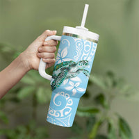 Personalised Polynesia Valentine's Day Tumbler With Handle SeaTurtle Couple Polynesian - Fairy Sparkles Color LT14 - Polynesian Pride