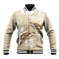 Happy Valentine's Day Polynesia Baseball Jacket SeaTurtle Couple Polynesian - Pollinate Color LT14 Unisex Beige - Polynesian Pride