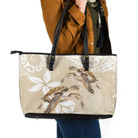 Happy Valentine's Day Polynesia Leather Tote Bag SeaTurtle Couple Polynesian - Pollinate Color LT14 - Polynesian Pride