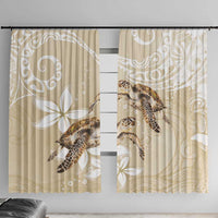 Happy Valentine's Day Polynesia Window Curtain SeaTurtle Couple Polynesian - Pollinate Color LT14 With Hooks Beige - Polynesian Pride