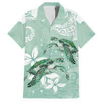 Happy Valentine's Day Polynesia Family Matching Off The Shoulder Long Sleeve Dress and Hawaiian Shirt SeaTurtle Couple Polynesian - Green Lester Color