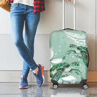 Happy Valentine's Day Polynesia Luggage Cover SeaTurtle Couple Polynesian - Green Lester Color