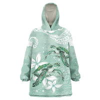 Happy Valentine's Day Polynesia Wearable Blanket Hoodie SeaTurtle Couple Polynesian - Green Lester Color LT14 One Size Green - Polynesian Pride