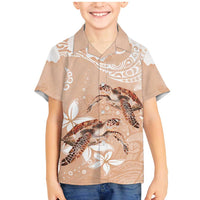 Happy Valentine's Day Polynesia Family Matching Mermaid Dress and Hawaiian Shirt SeaTurtle Couple Polynesian - Desert Sand Color