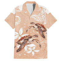 Happy Valentine's Day Polynesia Hawaiian Shirt SeaTurtle Couple Polynesian - Desert Sand Color LT14 Desert Sand - Polynesian Pride