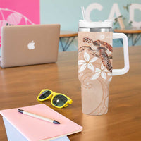Happy Valentine's Day Polynesia Tumbler With Handle SeaTurtle Couple Polynesian - Desert Sand Color LT14 - Polynesian Pride