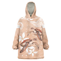 Happy Valentine's Day Polynesia Wearable Blanket Hoodie SeaTurtle Couple Polynesian - Desert Sand Color LT14 One Size Desert Sand - Polynesian Pride