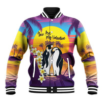 Hawaii Penguin Couple Baseball Jacket You Are My Valentine - Tropical Sunset Vibes LT14 Unisex Purple - Polynesian Pride