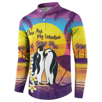 Hawaii Penguin Couple Button Sweatshirt You Are My Valentine - Tropical Sunset Vibes LT14 - Polynesian Pride