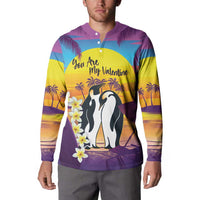 Hawaii Penguin Couple Button Sweatshirt You Are My Valentine - Tropical Sunset Vibes LT14 - Polynesian Pride