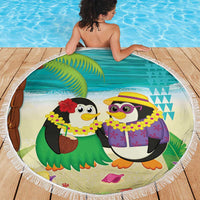 Hawaii Penguin Couple Beach Blanket Hawaiian Kakau - Tropical Summer Vibes LT14 - Polynesian Pride