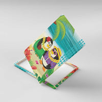 Hawaii Penguin Couple Canvas Wall Art Hawaiian Kakau - Tropical Summer Vibes LT14 With Frame Cyan - Polynesian Pride