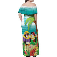 Hawaii Penguin Couple Family Matching Off Shoulder Maxi Dress and Hawaiian Shirt Hawaiian Kakau - Tropical Summer Vibes