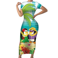 Hawaii Penguin Couple Family Matching Short Sleeve Bodycon Dress and Hawaiian Shirt Hawaiian Kakau - Tropical Summer Vibes