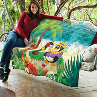 Hawaii Penguin Couple Quilt Hawaiian Kakau - Tropical Summer Vibes