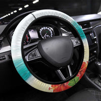 Hawaii Penguin Couple Steering Wheel Cover Hawaiian Kakau - Tropical Summer Vibes LT14 Universal Fit Cyan - Polynesian Pride