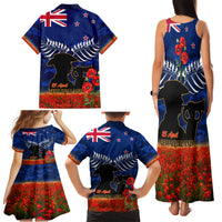 New Zealand ANZAC Day Family Matching Tank Maxi Dress and Hawaiian Shirt 25 April Last Post Camouflage With Poppies LT14 - Polynesian Pride