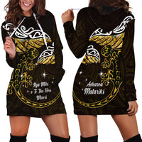New Zealand Matariki Hoodie Dress Maori New Year Silver Fern And Lizard - Gold