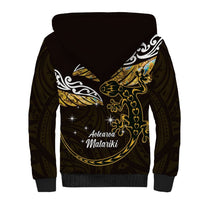 New Zealand Matariki Sherpa Hoodie Maori New Year Silver Fern And Lizard - Gold LT14 - Polynesian Pride