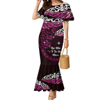 New Zealand Matariki Mermaid Dress Maori New Year Silver Fern And Lizard - Pink LT14 Women Pink - Polynesian Pride