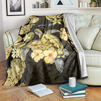 Personalised Aloha Hawaii Oahu Island Blanket Gathering Place Sea Turtle Ilima Flowers LT14 Yellow - Polynesian Pride